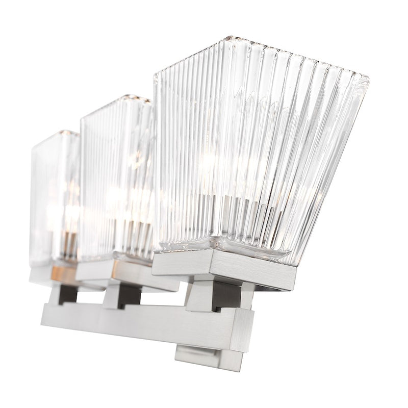 Z-Lite Astor 3 Light Vanity, Brushed Nickel/Clear