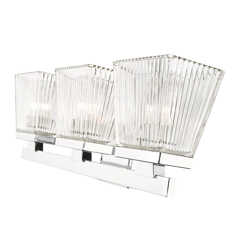 Z-Lite Astor 3 Light Vanity, Chrome/Clear