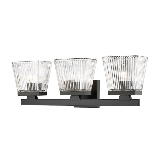 Z-Lite Astor 3 Light Vanity, Matte Black/Clear