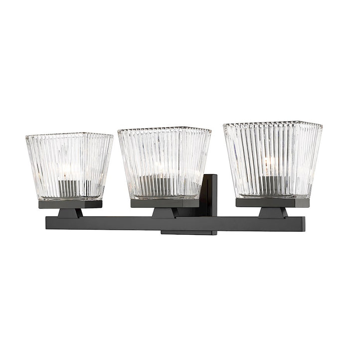 Z-Lite Astor 3 Light Vanity, Matte Black/Clear