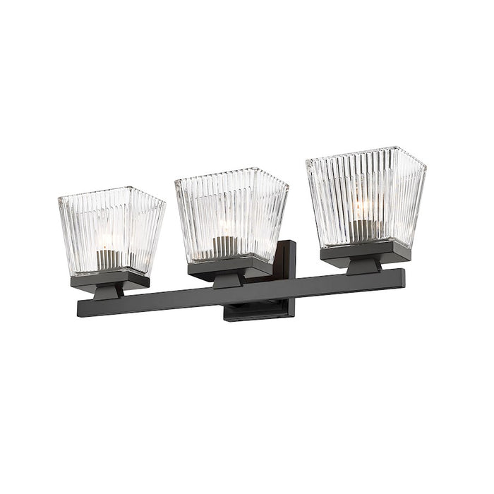 Z-Lite Astor 3 Light Vanity, Matte Black/Clear