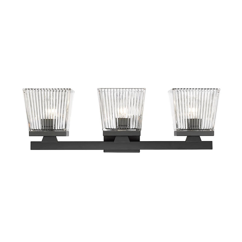 Z-Lite Astor 3 Light Vanity, Matte Black/Clear