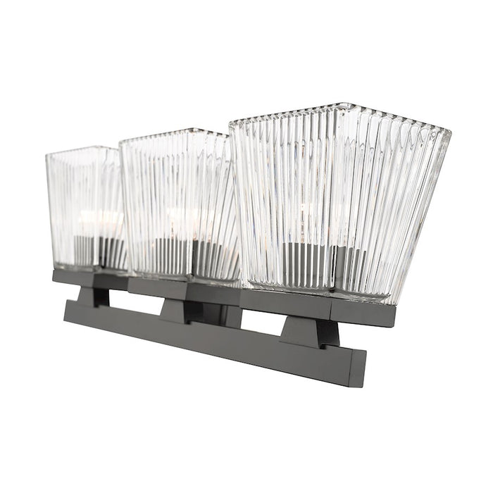Z-Lite Astor 3 Light Vanity, Matte Black/Clear