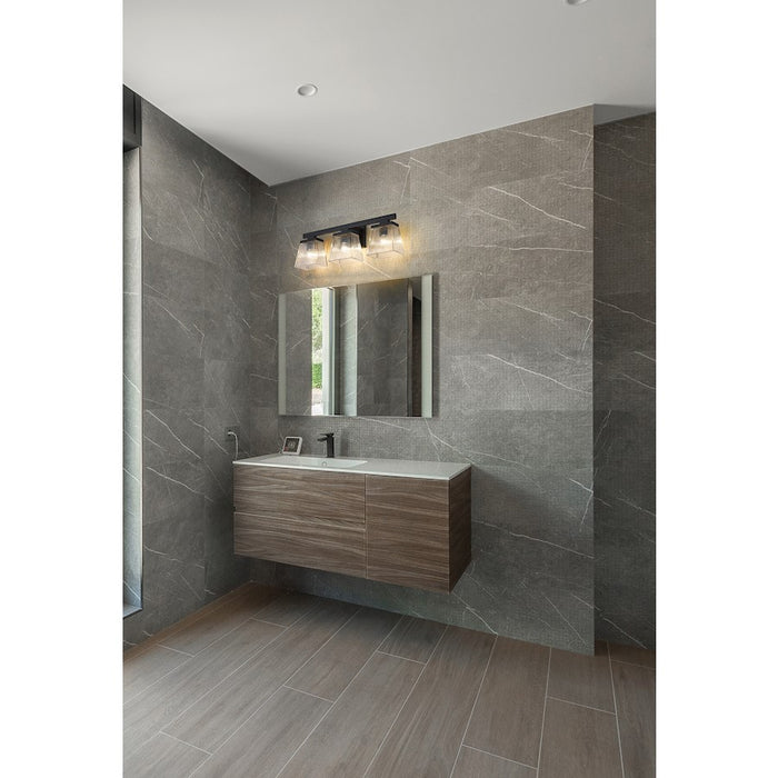 Z-Lite Astor 3 Light Vanity, Matte Black/Clear