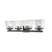 Z-Lite Astor 4 Light Vanity, Matte Black/Clear - 1936-4V-MB
