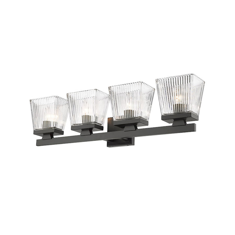 Z-Lite Astor 4 Light Vanity, Matte Black/Clear