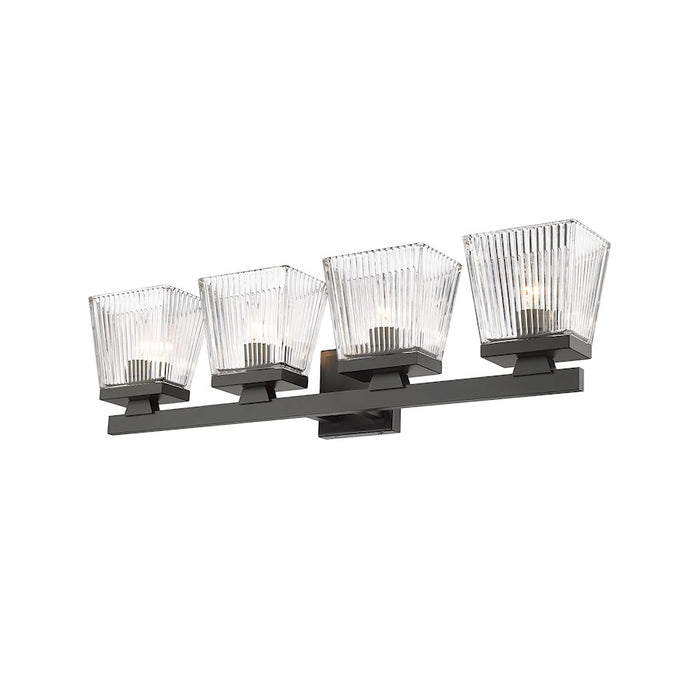 Z-Lite Astor 4 Light Vanity, Matte Black/Clear