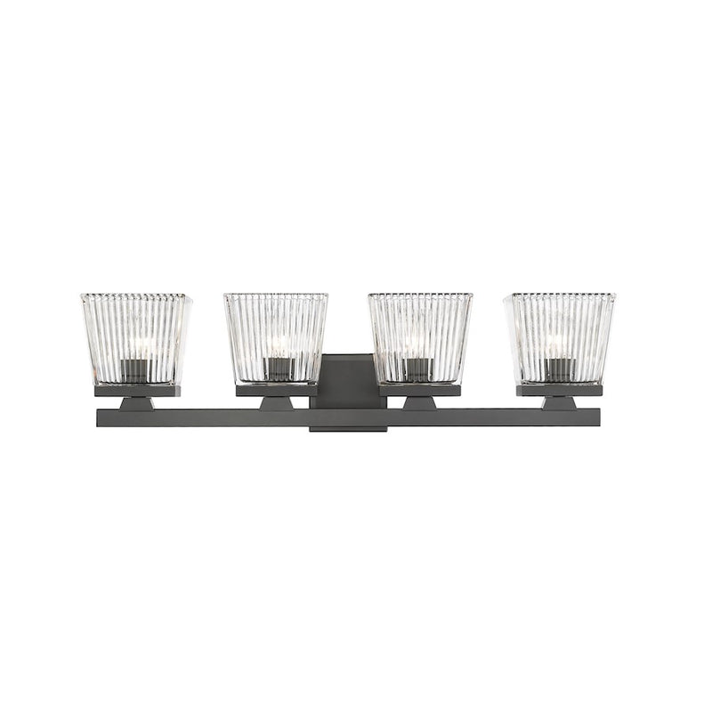Z-Lite Astor 4 Light Vanity, Matte Black/Clear