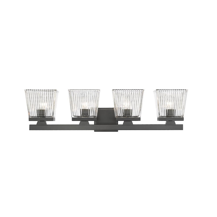 Z-Lite Astor 4 Light Vanity, Matte Black/Clear