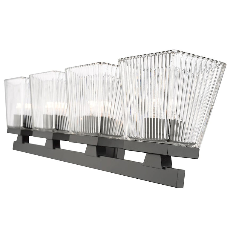 Z-Lite Astor 4 Light Vanity, Matte Black/Clear