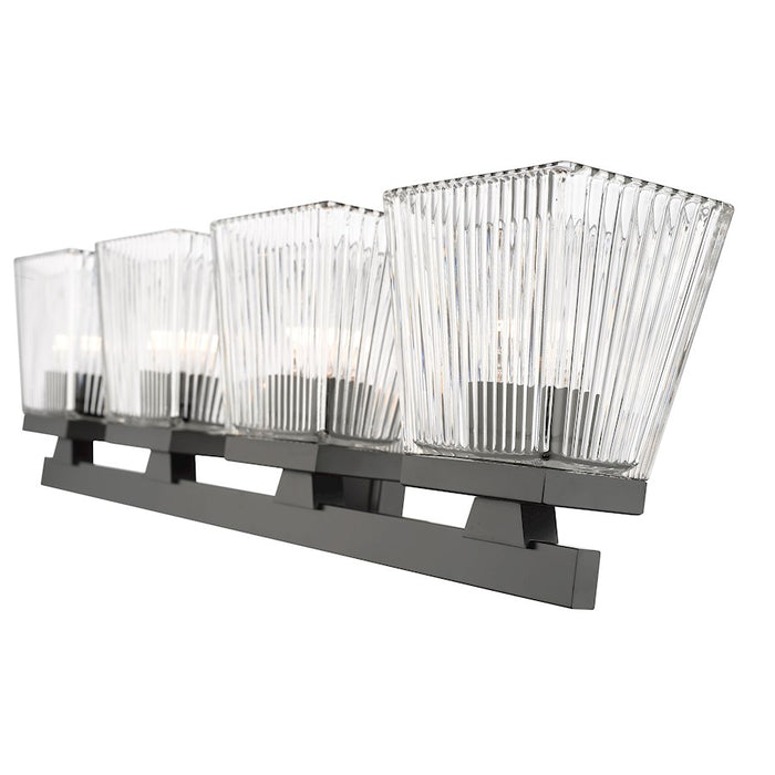 Z-Lite Astor 4 Light Vanity, Matte Black/Clear