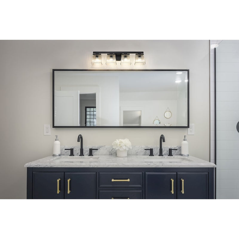 Z-Lite Astor 4 Light Vanity, Matte Black/Clear