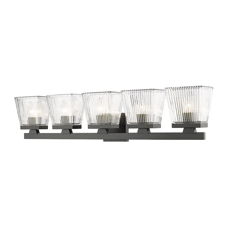 Z-Lite Astor 5 Light Vanity, Matte Black/Clear - 1936-5V-MB