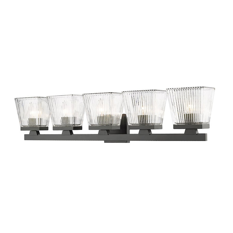 Z-Lite Astor 5 Light Vanity, Matte Black/Clear