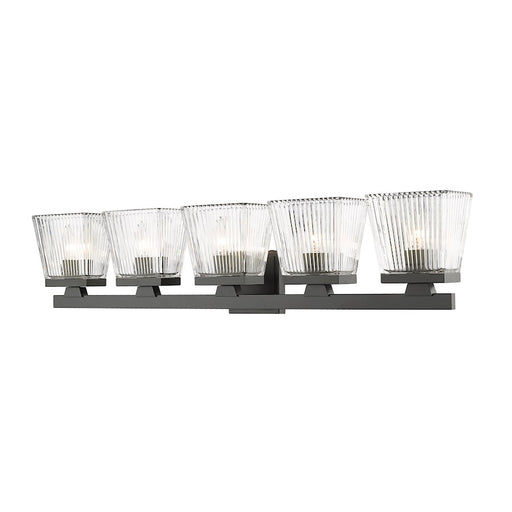 Z-Lite Astor 5 Light Vanity, Matte Black/Clear