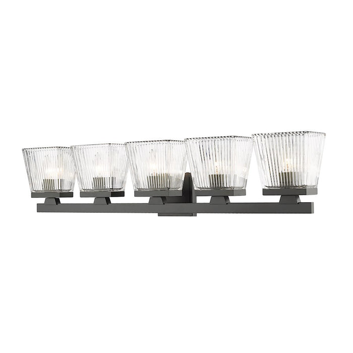 Z-Lite Astor 5 Light Vanity, Matte Black/Clear