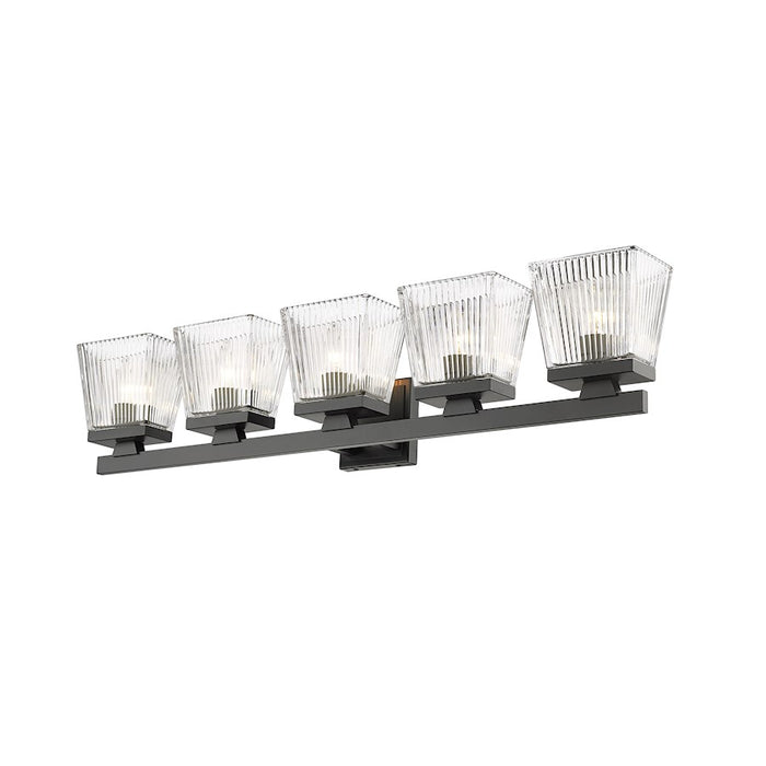 Z-Lite Astor 5 Light Vanity, Matte Black/Clear
