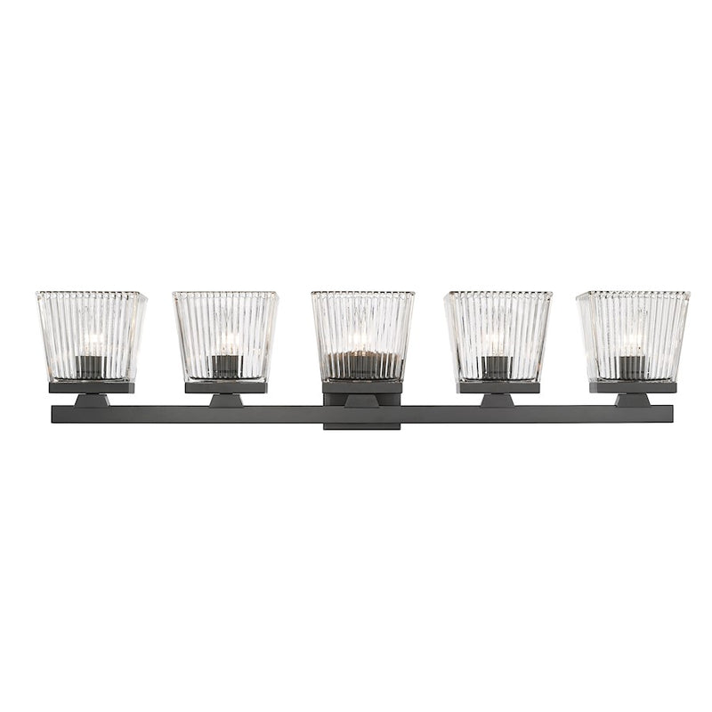Z-Lite Astor 5 Light Vanity, Matte Black/Clear
