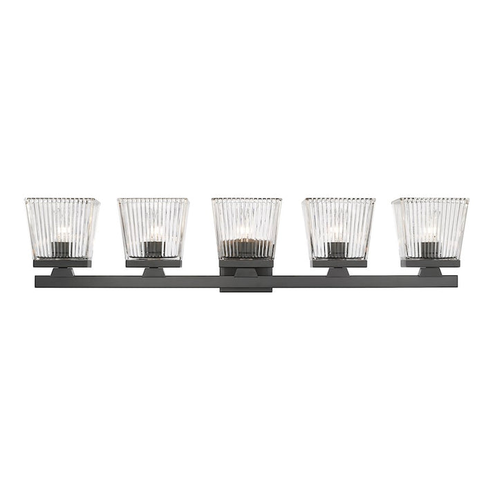 Z-Lite Astor 5 Light Vanity, Matte Black/Clear