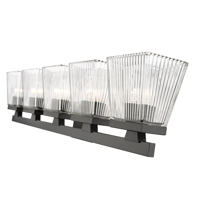 Z-Lite Astor 5 Light Vanity, Matte Black/Clear