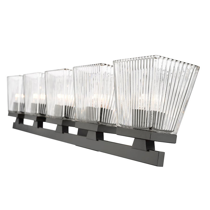 Z-Lite Astor 5 Light Vanity, Matte Black/Clear
