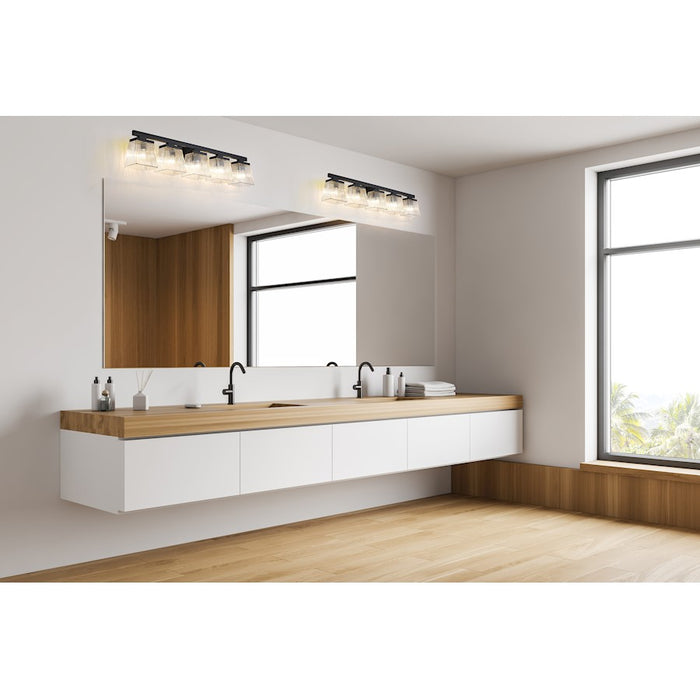 Z-Lite Astor 5 Light Vanity, Matte Black/Clear