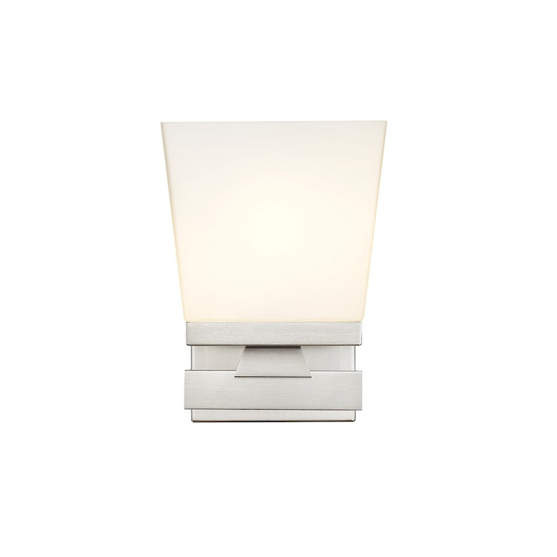 Z-Lite Astor 1 Light Wall Sconce, Brushed Nickel/Etched Opal