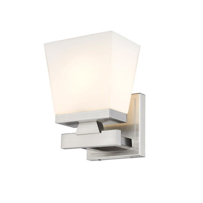 Z-Lite Astor 1 Light Wall Sconce, Brushed Nickel/Etched Opal