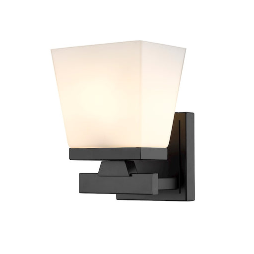 Z-Lite Astor 1 Light Wall Sconce, Matte Black/Etched Opal