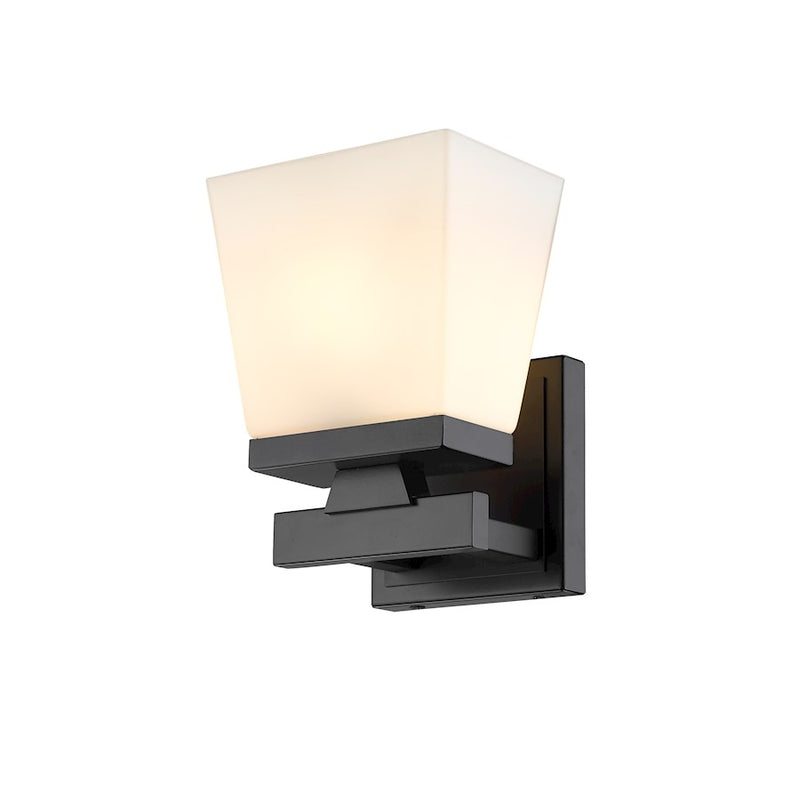 Z-Lite Astor 1 Light Wall Sconce, Matte Black/Etched Opal