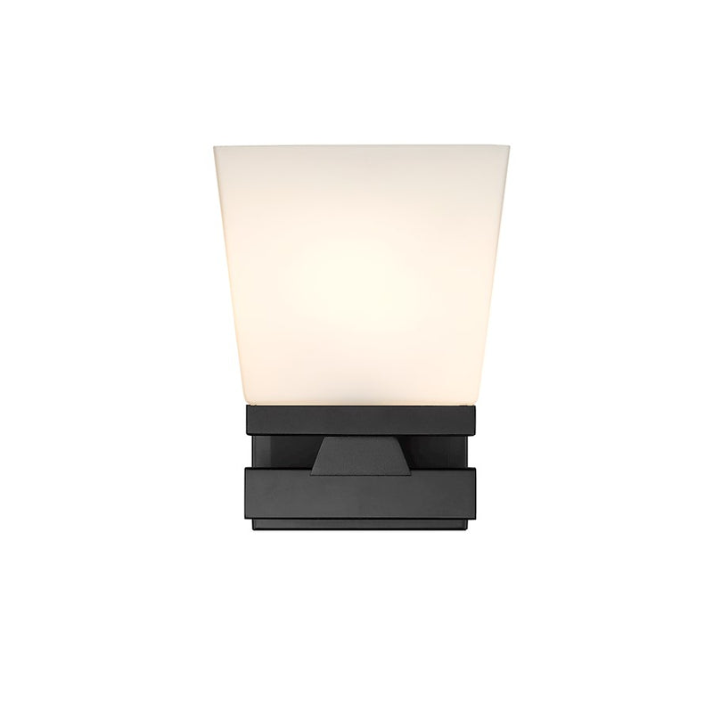 Z-Lite Astor 1 Light Wall Sconce, Matte Black/Etched Opal