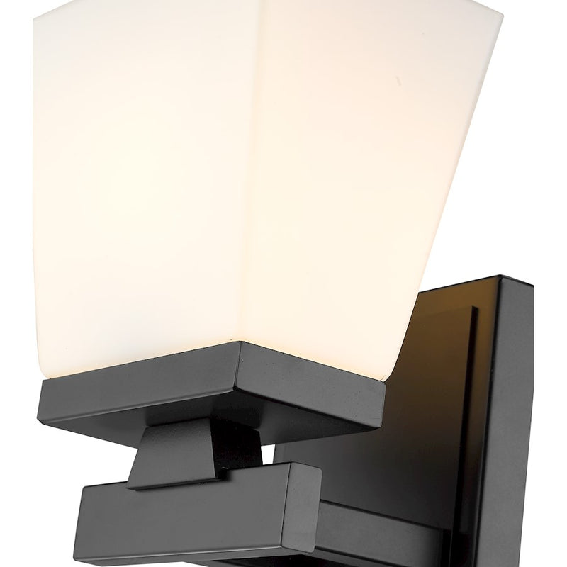 Z-Lite Astor 1 Light Wall Sconce, Matte Black/Etched Opal