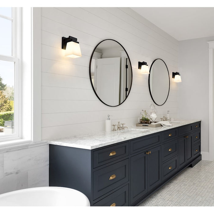 Z-Lite Astor 1 Light Wall Sconce, Matte Black/Etched Opal