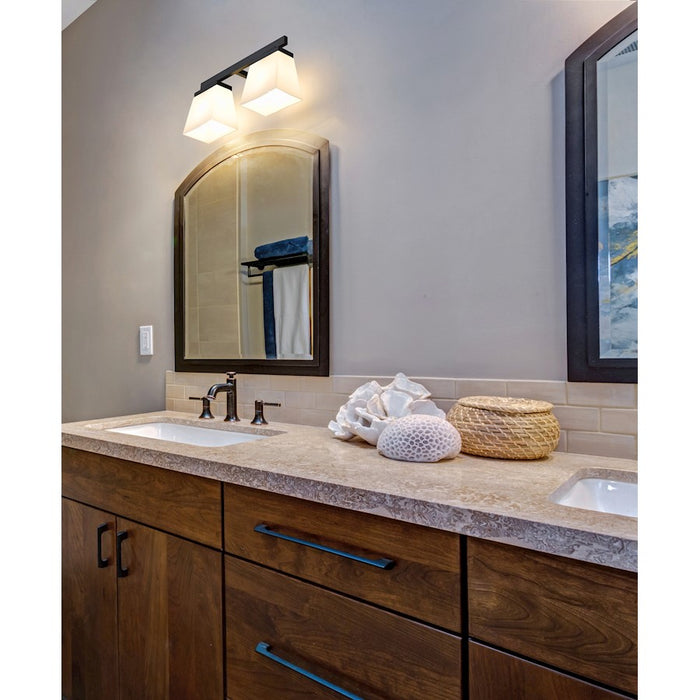 Z-Lite Astor 2 Light Vanity, Matte Black/Etched Opal