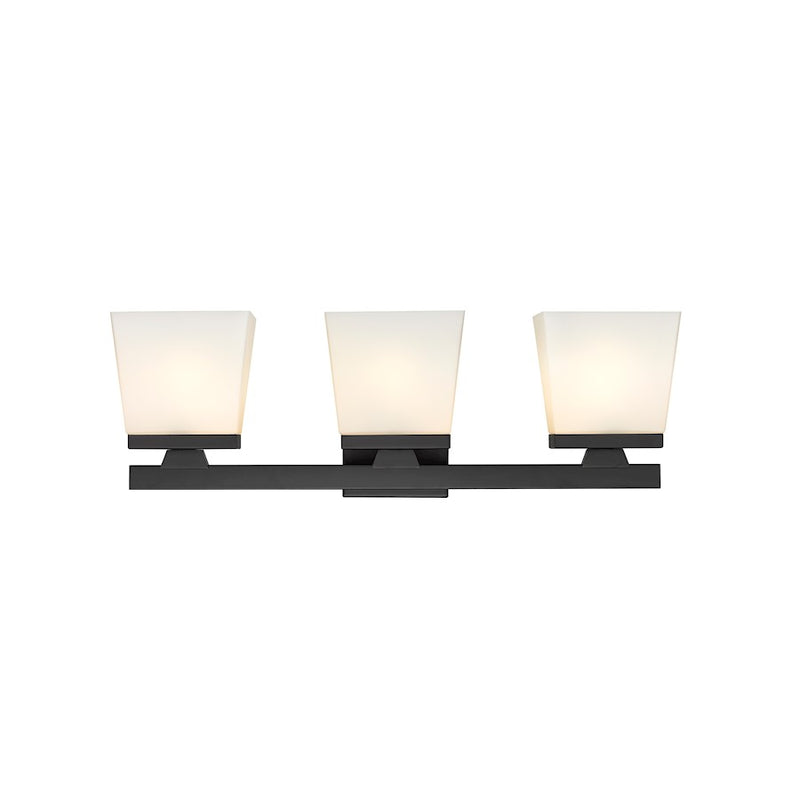 Z-Lite Astor 3 Light Vanity, Matte Black/Etched Opal