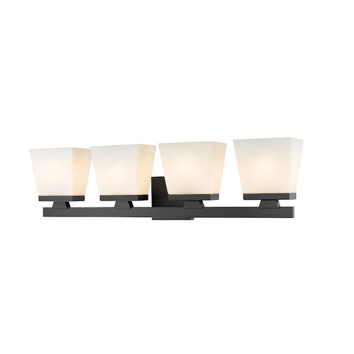 Z-Lite Astor 4 Light Vanity, Matte Black/Etched Opal