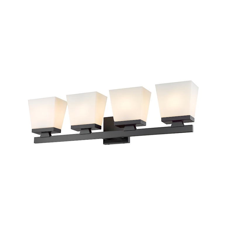 Z-Lite Astor 4 Light Vanity, Matte Black/Etched Opal
