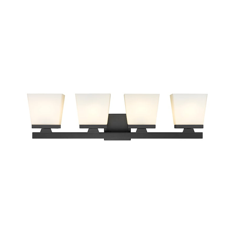 Z-Lite Astor 4 Light Vanity, Matte Black/Etched Opal
