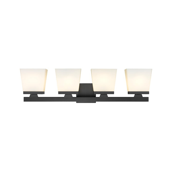 Z-Lite Astor 4 Light Vanity, Matte Black/Etched Opal