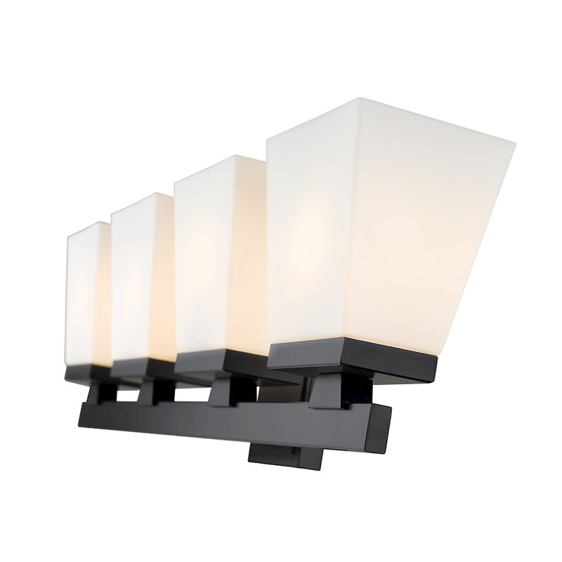 Z-Lite Astor 4 Light Vanity, Matte Black/Etched Opal