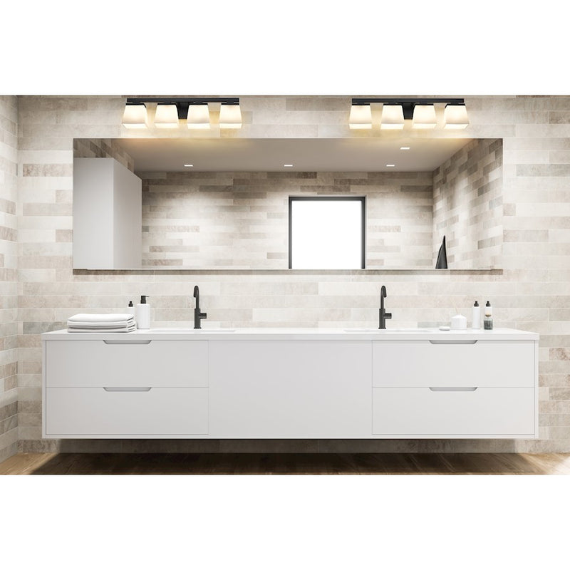 Z-Lite Astor 4 Light Vanity, Matte Black/Etched Opal
