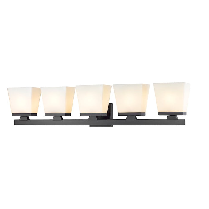 Z-Lite Astor 5 Light Vanity, Matte Black/Etched Opal