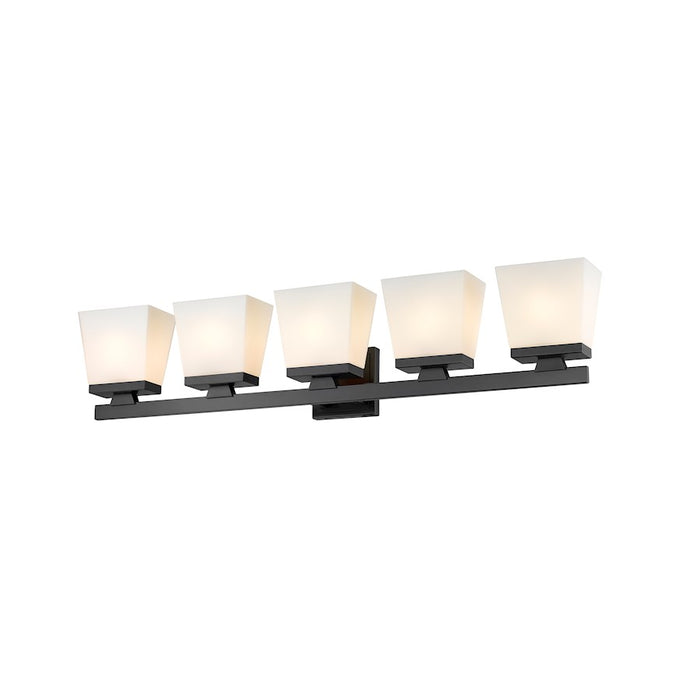 Z-Lite Astor 5 Light Vanity, Matte Black/Etched Opal