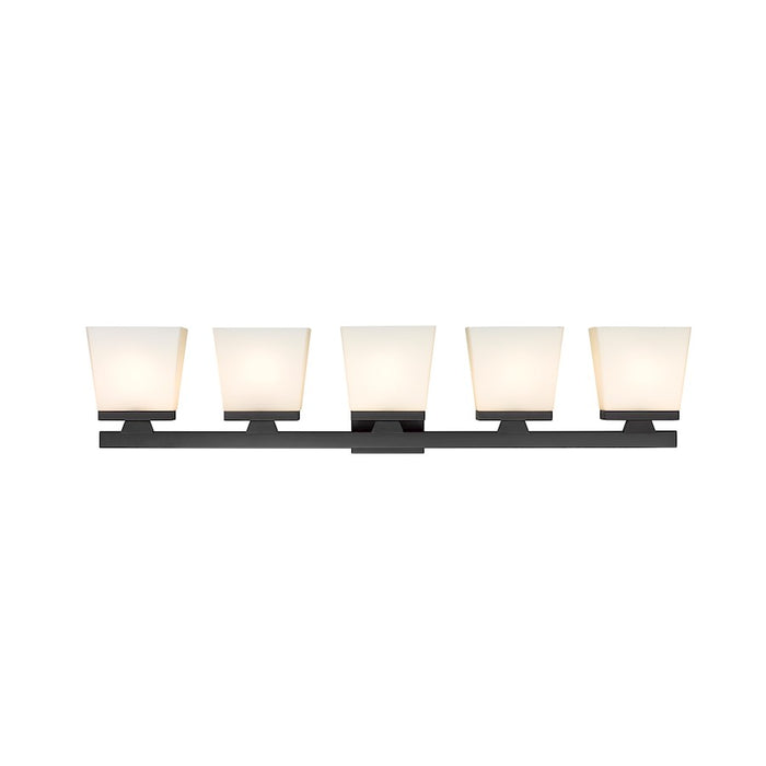 Z-Lite Astor 5 Light Vanity, Matte Black/Etched Opal