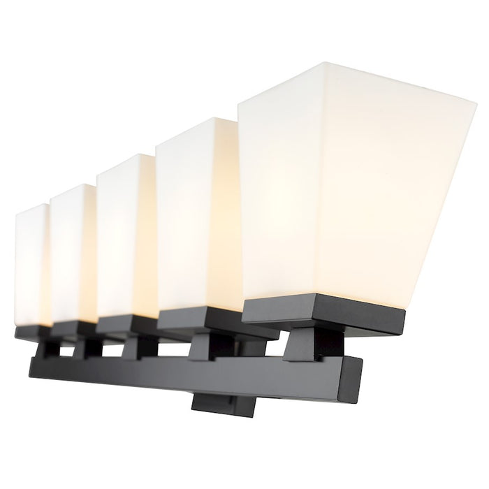 Z-Lite Astor 5 Light Vanity, Matte Black/Etched Opal