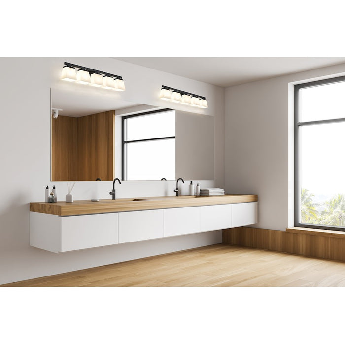 Z-Lite Astor 5 Light Vanity, Matte Black/Etched Opal