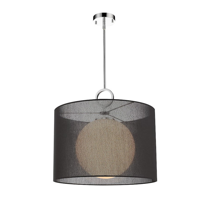 Z-Lite Arosia 1 Light 20" Pendant, Chrome, Black - 194-20BK-C