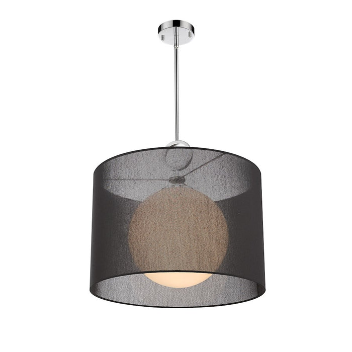 Z-Lite Arosia 1 Light 20" Pendant, Chrome/Black