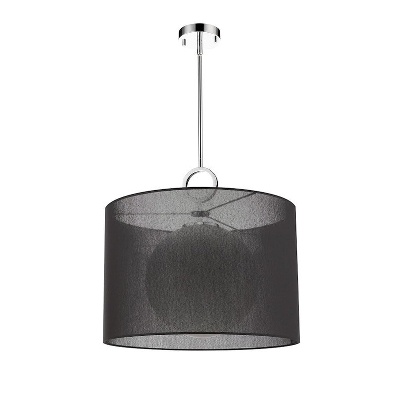 Z-Lite Arosia 1 Light 20" Pendant, Chrome/Black