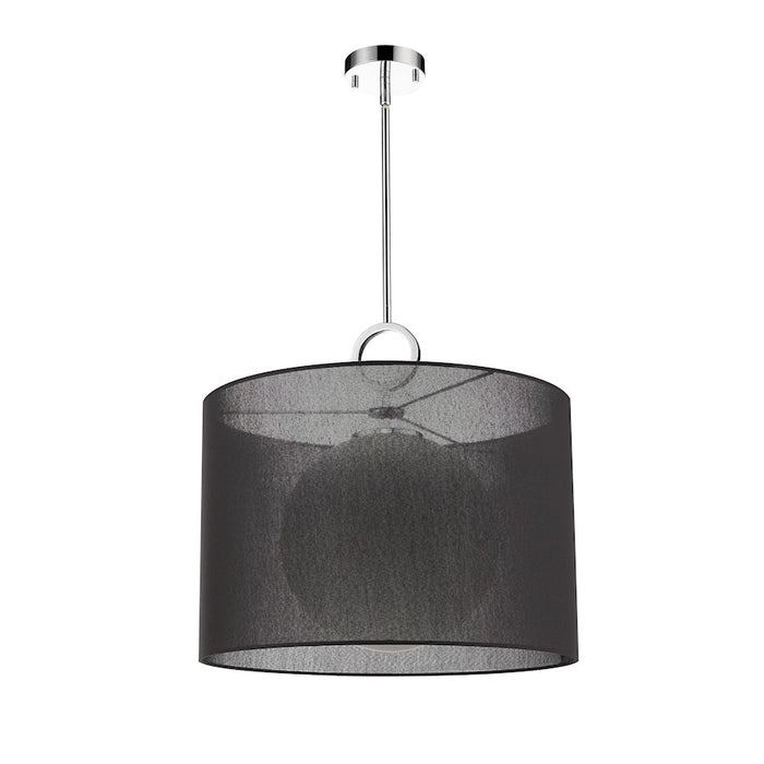 Z-Lite Arosia 1 Light 20" Pendant, Chrome/Black